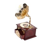 IDEANATEGRATE Carillon d'Epoca a Carica Manuale in ABS, Scatola Melodica Decorativa da Tavolo Marrone, Meccanismo di Melodia per Compleanno e Arredamento Casa