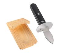 IDEANATEGRATE Coltello per Ostriche in Acciaio Inox e Bambù 2 Pezzi con Protezione in Legno, Facile da Pulire e Penetrare, per Aprire Ostriche e Crostacei Colore Casuale