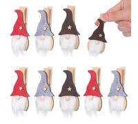 IDEANATEGRATE Fermagli in Legno 9 Pezzi Clip a Tema Babbo Natale per Decorazioni Creative, Appunti e Ornamenti per Feste Natalizie
