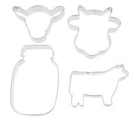 IDEANATEGRATE Formine Biscotti a Forma di Mucca per Dolci Facili da Pulire Set 4pezzi in Inossidabile per Feste e Professionale