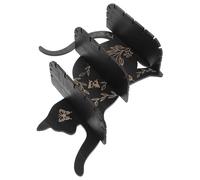 IDEANATEGRATE Mensola da Parete in Legno Nero a Forma di Gatto Cristalli, Resistente e Multifunzionale, Decorazione Rustica per Soggiorno e Oli Essenziali