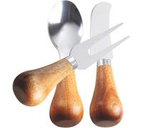 IDEANATEGRATE Set 1 Pezzo Coltelli per Formaggio in Acciaio Inossidabile Manico in Legno, Utensili da Cucina per Tagliare e Servire Formaggi, per Tavola da Pranzo e Feste