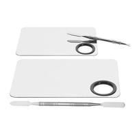 IDEANATEGRATE Set 2 Palette con Spatola per Miscelazione Unghie in Acciaio Inossidabile Argento Leggere e Resistenti per Manicure Professionale e Cosmetici