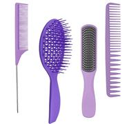 IDEANATEGRATE Set 4 Pettini per Chioma Porpora Massaggio e Impugnatura Confortevole in Abs e Tpe, per Domestico e Salone