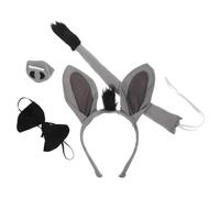 IDEANATEGRATE Set Costume da Asino Cosplay Fascia per Chioma a Forma di Orecchie, Naso e Coda Decorativa, Leggero e Comodo per Feste a Tema, Halloween e Carnevale, Accessori