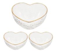 IDEANATEGRATE Set di 3 Ciotole in Vetro a Forma di Cuore per Dessert e Frutta, Resistenti al Calore al Freddo, per Casa e Catering, Semplice