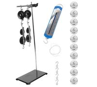 IDEANATEGRATE Set di Carrucole Didattiche Supporto Regolabile, Pesi a Gancio da 50g X10 e Dinamometro da 5 Newton, Kit Scientifico per Esperimenti di Fisica e Meccanica Nelle Scuole Medie