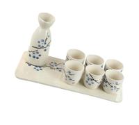 IDEANATEGRATE Set di Tazze e Brocca per Sake Giapponese in Ceramica Blu Scaldino Integrato, per Famiglie e Amici per Gustare la Cultura del Sake