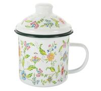 IDEANATEGRATE Tazza Smaltata Vintage da 500ml Coperchio, Multiuso e Antigoccia, Stile Rustico e Creativa per Casa o Coffee Shop
