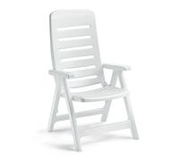 Ideapiu Poltrona Pieghevole in Resina Bianca, da Esterno, Regolabile, Quintilla