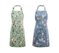 IDEAPRON Grembiuli da Cucina per Donne, 2 Confezioni di Grembiuli Floreali per Cucinare e Cuocere, Grembiule da Cuoco Vintage - Carino Compleanno Regalo di Natale Grembiule per Mamma Moglie Nonna