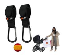 IDEAS QUE NO VEAS IMAGINA Idee da non vedere® Resistenza, 15 kg, ganci per passeggino con moschettone di sicurezza, confezione da 2, accessori per passeggini, misura universale, antiscivolo, leggero e
