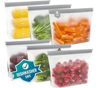 IDEATECH 6 sacchetti riutilizzabili per congelatore in silicone, grandi, per la conservazione degli alimenti, senza BPA, lavabili in lavastoviglie e in frigorifero, per cucinare, panini, porzioni