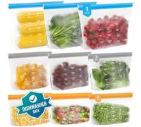 IDEATECH 9 Pezzi Sacchetti Freezer Riutilizzabili, Sacchetti per Alimenti in Silicone, Riutilizzabili Con Zip Sacchetti per Alimenti per Frutta, Verdura, Carne