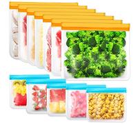 IDEATECH Confezione da 12 Buste Sacchetti Silicone Riutilizzabili Richiudibili Zip Senza BPA per Congelatore Congelare Panini Cibo Alimenti Pranzo a Tenuta Bags