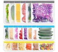 IDEATECH Confezione da 20 Buste Sacchetti Silicone Riutilizzabili Richiudibili Zip Senza BPA per Congelatore Congelare Panini Cibo Alimenti Pranzo a Tenuta Bags