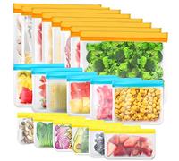 IDEATECH Confezione da 20 Buste Sacchetti Silicone Riutilizzabili Richiudibili Zip Senza BPA per Congelatore Congelare Panini Cibo Alimenti Pranzo a Tenuta Bags