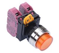 IDEC Interruttore a Pulsante 22mm Ghiera Metallica Ambra 2NC IP65 YW4L-A2E02Q0A