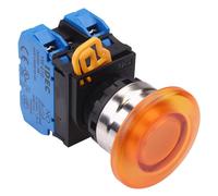 IDEC Interruttore a Pulsante Illuminato 24V 22mm Ambra Metallo 2NO