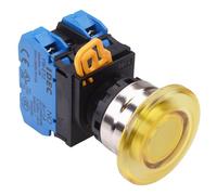 IDEC Interruttore Funghetto Momentaneo 22mm Illuminato Giallo 24V 2NO