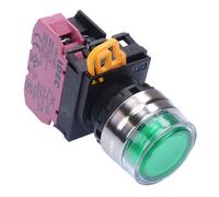 IDEC Interruttore Push Button Momentaneo 12V LED 22mm Verde Metallo NC