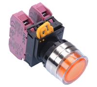 IDEC Interruttore Pushbutton 22mm Ghiera Metallica IP65 2NC Ambra