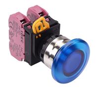 IDEC Interruttore Tasto Momentaneo 22mm Ghiera Metallo Blu 2NC IP65