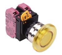 IDEC Pulsante LED Giallo 24V 22mm a Fungo Metallico 2NC IP65