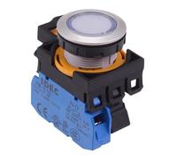 IDEC Serie CW Bianco Interruttore Pulsante Flush LED 24V 1NO IP65