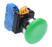 IDEC YW4L-A4E10Q0G Interruttore a Pulsante Mushroom 22mm Verde, NO IP65