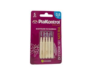 Ideco Plakkontrol - Interbrush Natural Scovolino in Bamboo 0.6mm, 5 Pezzi