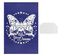Idee con cuore stampato serigrafato | Motivo + scritta | 32,5 cm x 22,5 cm | autoadesivo | Include raschietto | ideale per tessuti, legno, vetro, ceramica, carta (farfalla | Follow Your Dreams)