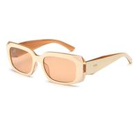 IDEE Occhiali da sole 100% protetti dai raggi UV da donna con montatura in policarbonato lucido marrone chiaro-bianco | Taglia - M con lenti marroni, 54