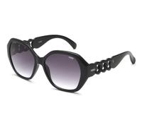 IDEE Occhiali da sole 100% protezione UV da donna con montatura in policarbonato nero lucido Taglia: L con lente grigia, grigio, 56