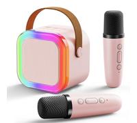 Idee regalo a forma di elefante bianco, mini macchina per karaoke con 2 microfoni wireless, per bambini, adulti, famiglia, festa di Natale