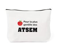 Idee Regalo Atsem Scuola Fine anno,Grazie Atsem Regalo Maestro Fine anno,Regali Maestress Prof per insegnante di Partenza in Pensione Maestro Originale Natale Compleanno,Sacchetto Trucco, beige