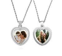 Idee regalo - Collana con foto personalizzata Ciondolo personalizzato collane nome personalizzate gioielli personalizzabile collana amicizia per Donna/uomo san valentino e anniversari Natale