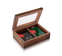 Idee regalo di compleanno uniche fatte a mano classico legno porta carte da gioco Deck Box Storage Case Organizer con 2 set di carte da gioco "Ace" di alta qualità regali di inaugurazione della casa