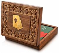 Idee regalo di compleanno uniche fatte a mano classico legno porta carte da gioco Deck Box Storage Case Organizer con 2 set di carte da gioco "Ace" di alta qualità regali di inaugurazione della casa