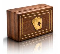 Idee regalo di compleanno uniche fatte a mano classico legno porta carte da gioco Deck Box Storage Case Organizer con 2 set di carte da gioco "Ace" di alta qualità regali di inaugurazione della casa