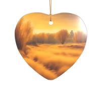 Idee regalo di nozze con stampa di paesaggi di erba dorata autunnale per coppie, un ornamento per albero di Natale in acrilico appena sposato