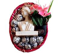 Idee Regalo Festa della Mamma 2025 - Cesto Vimini + 125gr Baci Perugina + Statua Mezzo Busto "Dea Greca Venere" + Calamita Da Frigo(Mezzo busto 8x5.5x12cm)