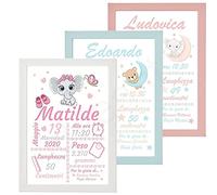 ideeanto Quadretto nascita personalizzato con i dati del tuo bambino/a cornice neonato ottima idea regalo