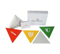 ideen.kollektiv Squadra drammatica - 4 triangoli in legno per la visualizzazione del ruolo dopo Karpman: vittima, salvatore, perseguitore e centro neutro, espansione della tavola di sistema per