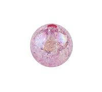 Ideen mit Herz 100 Perle crackle con effetto vetro | Rosa iridescente | Ø 8 mm | Con foro | Per infilare e realizzare gioielli fai da te come bracciali, collane ecc.