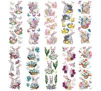 Ideen mit Herz Adesivi trasparenti, 10 fogli in formato 10 x 30 cm; adesivi colorati per il fai da te e per decorazioni (Pasqua, graziosi coniglietti)