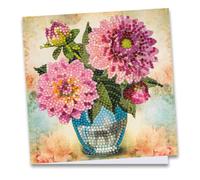 Ideen mit Herz Biglietto d'auguri Diamond Painting, 16 cm x 16 cm, 370 g/m², con busta e strumento (dalie in vaso)