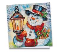 Ideen mit Herz Biglietto d'auguri Diamond Painting, 16 cm x 16 cm, 370 g/m², con busta e strumento (pupazzo di neve con lanterna)