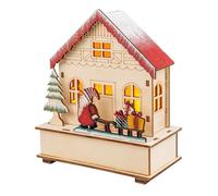 Ideen mit Herz Casa a LED con gnomo | casetta in miniatura | illuminazione natalizia | luce d'atmosfera | decorazione natalizia | casa luminosa invernale | funzionamento a batteria (wangel con slitta)