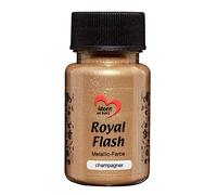ideen mit herz Colore acrilico metallico Royal Flash con riflessi metallici e particelle glitterati fini | Vernice brillante metallizzata per gagliette | 50 ml (champagne/oro)